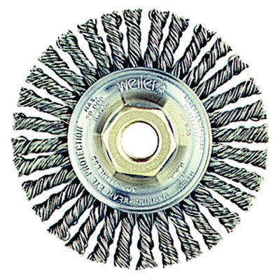 Weiler® Roughneck® Max Stringer Bead Wheel, 4 in dia x 3/16 in W, 0.020 in Steel Wire, 20000 RPM