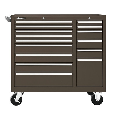 Kennedy® Mintenance Cart, 39-3/8 in W x 18 in D x 39 in H, 15 Drawers, Brown