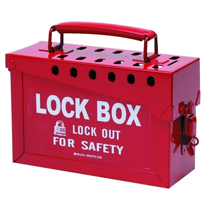 Brady® Lock Box, 6 in H x 9 in L x 3.5 in W, Steel, Red