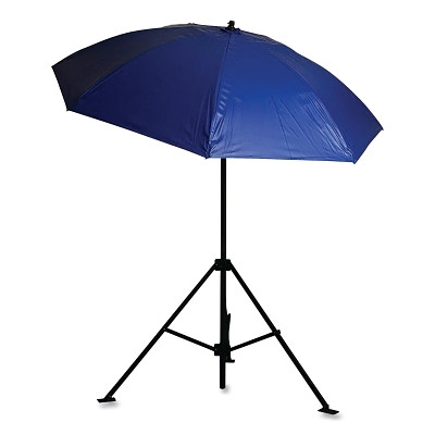 LAPCO Heavy-Duty Construction Umbrella, 7 ft, Blue, Vinyl, Includes Extension Pole, Case Sold Separately