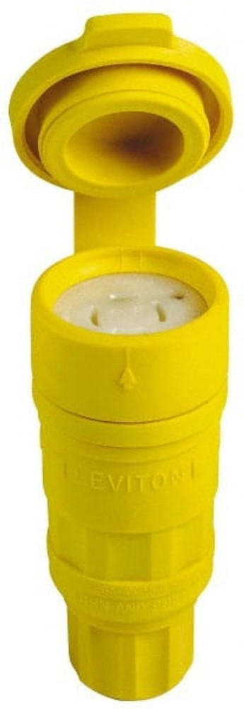 Leviton 27W75 Straight Blade Connector: Industrial, L15-20R, 250VAC, Yellow