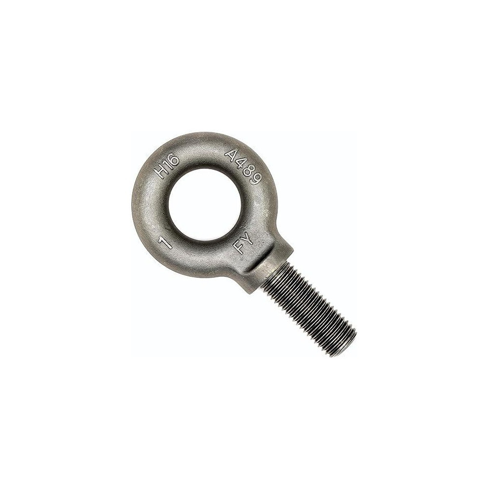 Value Collection 38629 Fixed Lifting Eye Bolt: With Shoulder, 9,000 lb Capacity, 1-8 Thread, Grade 1030 Steel