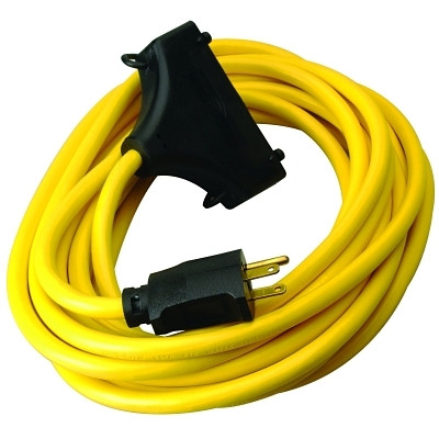 Southwire Generator Extension Cord, 25 ft, 3 Outlets, Yellow