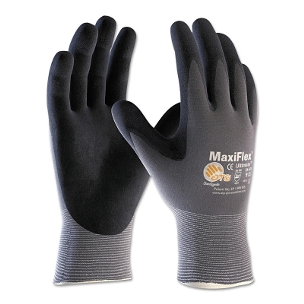 PIP® MaxiFlex® Ultimate™ Nitrile Coated Micro-Foam Grip Gloves, Medium, Black/Gray, Coated Palm and Fingers
