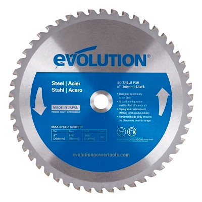 Evolution TCT Metal-Cutting Blade, 8 in, 5/8 in Arbor, 5800 rpm, 50 Teeth