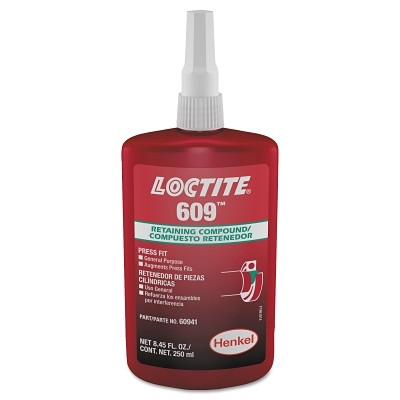 Henkel Corporation Loctite® 609™ Retaining Compound General Purpose, 250 mL Bottle, Green, 3000 psi