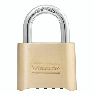 Master Lock® No. 175 Combination Brass Padlock, 5/16 in dia, 1 in L x 1 W, Brass