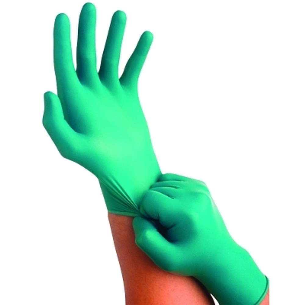 Ansell TouchNTuff® 92-600 Nitrile Powder-Free Disposable Gloves, Smooth, 4.9 mil Palm/5.5 mil Fingers, Small, Green