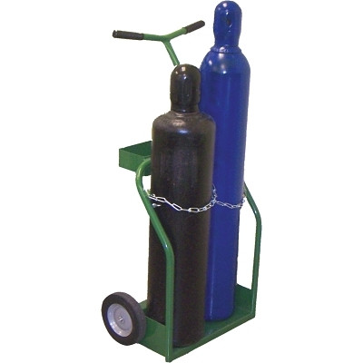 Saf-T-Cart™ 900 Series Cart, Holds 2 Cylinders, 8 in to 8-1/2 in dia, 8 in Semi-Pneumatic Wheels
