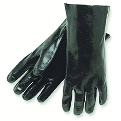 MCR Safety Economy Dipped PVC Gloves, Large 14 in, Black