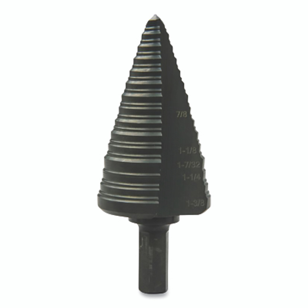 Greenlee® GSB Series Step Bit, 1-1/8 in, 3/16 in to 1/8 in dia Cutting, 5-Step