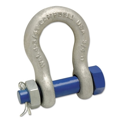 Apex Tool Group Campbell® Anchor Shackle, C-999-G, Pin and Bolt, Galvanized, 1-7/16 in Opening, 7/8 in, 6-1/2 ton Working Load Limit