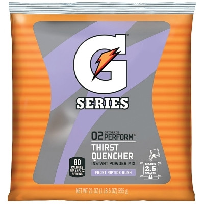 Gatorade® G Series 02 Perform® Thirst Quencher Instant Powder, 21 oz, Pouch, 2.5 gal Yield, Frost Riptide Rush