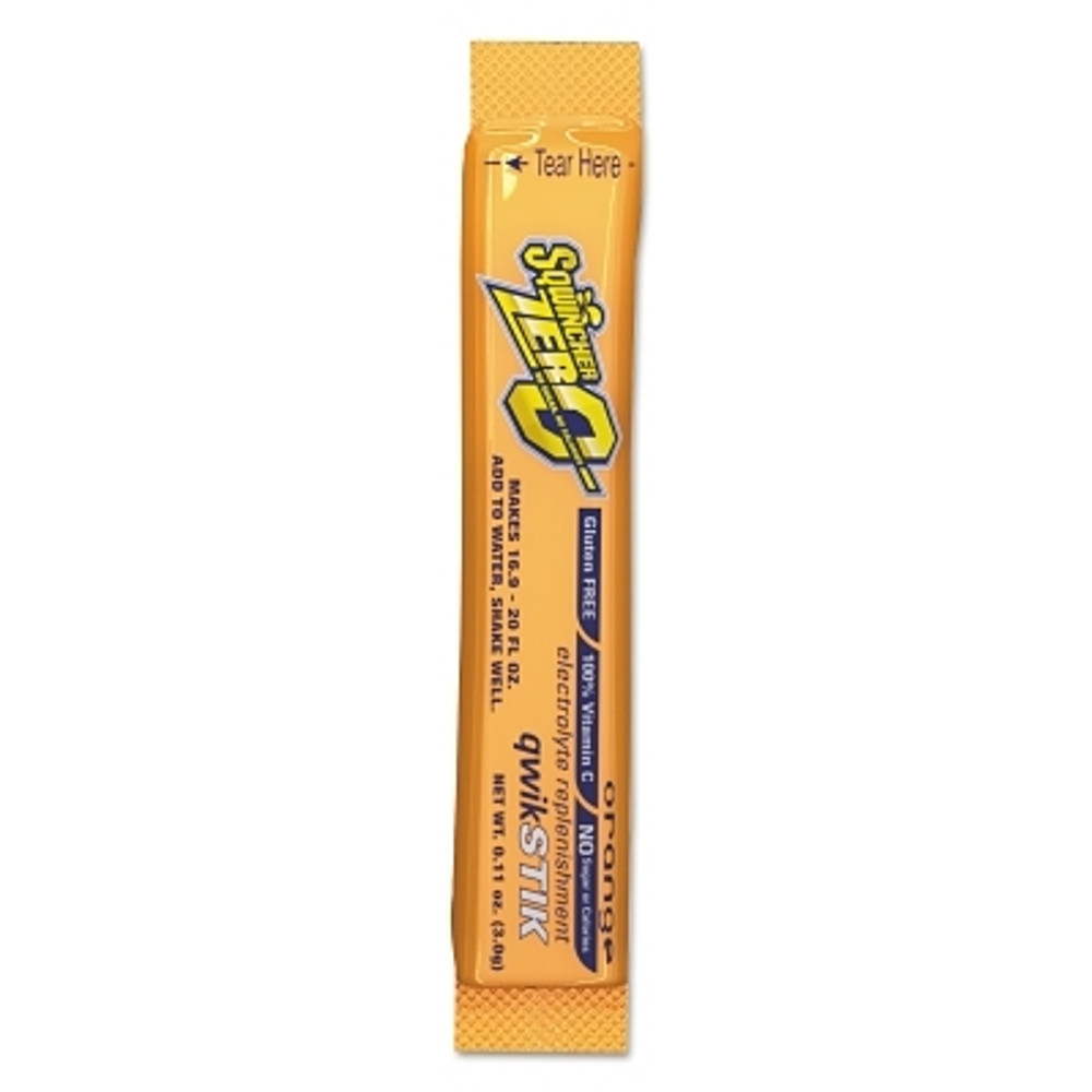 Sqwincher® Qwik Stik® ZERO Sugar, 0.11 oz, Pack, Yields 20 oz, Orange