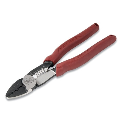 Klein Tools Forged Steel Wire Crimpers/Cutters/Stripper, 10-18 AWG, Red