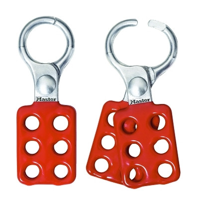 Master Lock® Safety Series™ Lockout Hasp, 1-1/2 in W x 4-3/8 in L, 1 in Jaw dia, Red