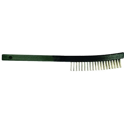 Advance Brush Curved Handle Scratch Brushes, 13-3/4 in L, 3 X 19 Rows, SS Wire, Plastic Handle