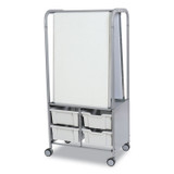 GRATNELLS USA, LLC MST054419 Callero MakerHub Trolley Set 01, Metal, (2) Magnetic Whiteboards, (4) F2 Deep Bins, 27.4" x 17.3" x 56.3", Silver/Light Gray