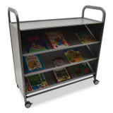 GRATNELLS USA, LLC SSET0244 Gratnells Callero Plus Tilted Shelf Trolley, Metal, 3 Tilted Shelves, 1 Flat Shelf, 40.6" x 17.3" x 41.5", Silver