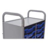 GRATNELLS USA, LLC SSET054406 Callero Plus Double Column Trolley Set 05, Metal, 1 Shelf, 16 F1 Shallow Bins, 27.4" x 17.3" x 41.5", Silver/Royal Blue