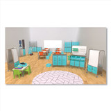 GRATNELLS USA, LLC SASET134429 Callero Plus Shield Double Trolley Set 13, Antimicrobial, Metal, 8 F2 Deep Bins, 27.4" x 17.3" x 41.5", Silver/Trans Kiwi