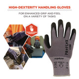 TENACIOUS HOLDINGS, INC. ergodyne® 10361 ProFlex 7000 Nitrile-Coated Gloves Microfoam Palm, EN388: 4121A, 9" Long, X-Small, Gray, 12 Pairs