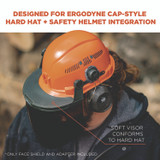 TENACIOUS HOLDINGS, INC. ergodyne® 60244 Skullerz 8994 Anti-Scratch/Anti-Fog Hard Hat Face Shield, Cap-Style/Safety Helmet Adapter, Smoke Lens