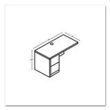 HON COMPANY 105906LLKI1 10500 Series Return with Full-Height Pedestal, Left, 48" x 24" x 29.5", Kingswood Walnut