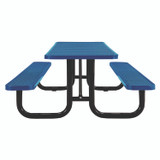 GLOBAL INDUSTRIAL 277153BL Expanded Steel Picnic Table, Rectangular, 96 x 62 x 29.5, Blue Top, Blue Base/Legs