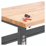 GLOBAL INDUSTRIAL 183169BK Standard Duty Butcher Block Top Adjustable Height Workbench, 2,000 lbs, 72 x 36 x 30.88 to 36.88, Maple/Black