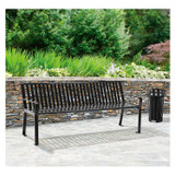 GLOBAL INDUSTRIAL 694854BKKD Steel Slat Benches with Back, 72" x 26" x 31", Black Seat/Back, Black Base