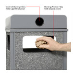 GLOBAL INDUSTRIAL 238241GY Stone Panel All Weather Trash Receptacle Urn, 24 gal, Steel, Gray