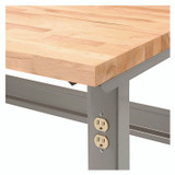 GLOBAL INDUSTRIAL 318912GY Standard Duty Butcher Block Top Adjustable Height Workbench, 2,000 lbs, 60 x 30 x 30.88 to 36.88, Birch/Gray