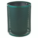 GLOBAL INDUSTRIAL 261948GN Outdoor Diamond Steel Trash Can, 36 gal, Dome Lid, Green