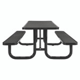GLOBAL INDUSTRIAL 277153BK Expanded Steel Picnic Table, Rectangular, 96 x 62 x 29.5, Black Top, Black Base/Legs