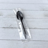 BOARDWALK SPOONBLPPIW Mediumweight Polypropylene Cutlery, Individually Wrapped, Spoon, Plastic, Black, 1,000/Carton