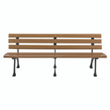 GLOBAL INDUSTRIAL 240126TN Recycled Plastic Benches with Back, 72" x 23" x 28", Tan Seat/Back, Black Base