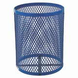 GLOBAL INDUSTRIAL 261948BL Outdoor Diamond Steel Trash Can, 36 gal, Dome Lid, Blue