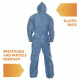 SMITH AND WESSON KleenGuard™ 58516 A20 Breathable Particle Protection Coveralls, Zip Front, Hood, Elastic Back, Wrists, Ankles, 3X-Large, Blue, 20/Carton