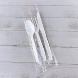 BOARDWALK 3KITHVYWH Three-Piece Polystyrene Cutlery Kit, Heavyweight, Fork/Knife/Spoon, Plastic, White, 250/Carton