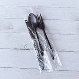 BOARDWALK 3KITBLPS Three-Piece Polystyrene Cutlery Kit, Mediumweight, Fork/Knife/Spoon, Plastic, Black, 250/Carton