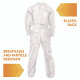 SMITH AND WESSON KleenGuard™ 49103 A20 Breathable Particle Protection Coveralls, Zip Front, Elastic Back, Wrists, Ankles, Large, White, 24/Carton