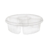 PACTIV EVERGREEN CORPORATION 1064DP4CLRL Dip Cup Platter, 4 Compartments, 64 oz, 10" Diameter, Clear, Plastic, 100/Carton