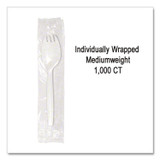BERK ENTERPRISES INC Berkley Square 1105000 Individually Wrapped Mediumweight Cutlery, Spork, Plastic, White, 1,000/Carton