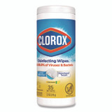 CLOROX SALES CO. 01594EA Disinfecting Wipes, Bleach Free Cleaning Wipes, 1-Ply, 7 x 8, Crisp Lemon, White, 35/Canister