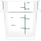 CFS BRANDS Carlisle 1195107 Squares Polycarbonate Food Storage Container, 4 qt, 7.13 x 7.13 x 7.29, Clear, Plastic