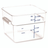 CFS BRANDS Carlisle 1195407 Squares Polycarbonate Food Storage Container, 12 qt, 11.13 x 11.13 x 8.25, Clear, Plastic