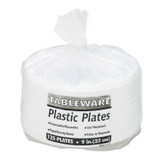 TABLEMATE PRODUCTS, CO. 9644WH Plastic Dinnerware, Plates, 9" dia, White, 500/Carton