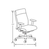 HON COMPANY I2U2ASX39NTK Ignition 2.0 Vinyl Upholstered Mid-Back Task Chair, Adjustable T-Arms, 17" to 21.5" Seat Height, Flint Seat/Back, Black Base