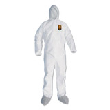 SMITH AND WESSON KleenGuard™ 48977 A45 Liquid/Particle Protection Surface Prep/Paint Coveralls, Hood, Elastic Wrist/Ankles, Boots, 4XL, White, 25/Carton